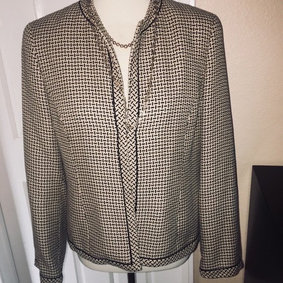Kasper Jackets & Blazers - KASPER HOUNDSTOOTH BEIGE JACKET